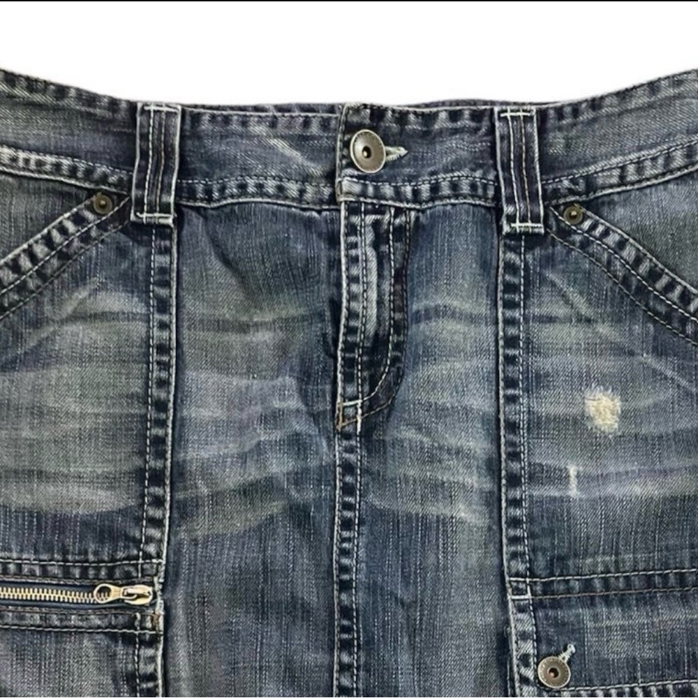 United Colors Of Benetton Blue Denim Distressed Skirt - Picture 2 of 6